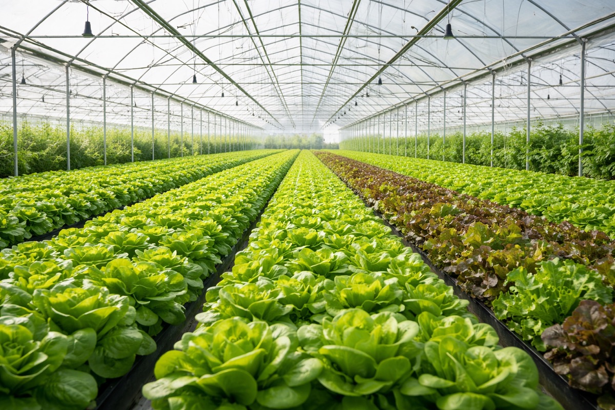 Crisp fresh lettuces ready for harvest at Grovera Farms
